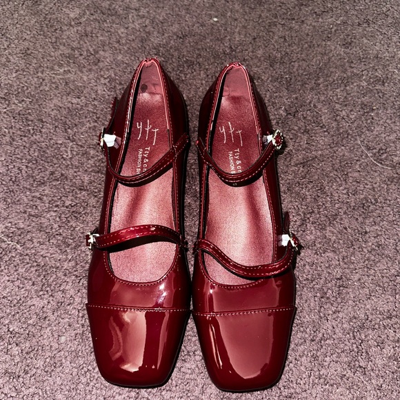 Burgundy Red Mary Jane Ballet Flats - Picture 4 of 12